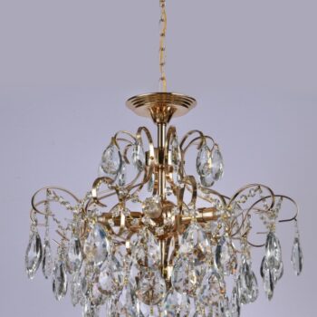 Pendente em Metal Dourado com Cristal 50×50CM - SINDORA DCD00474