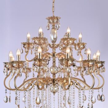 Pendente em Metal Dourado com Cristal 100×120CM - SINDORA DCD00479-12+6