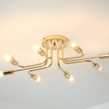 Plafon em Metal Dourado 78×56×16CM - SINDORA DCX01322-8-E14